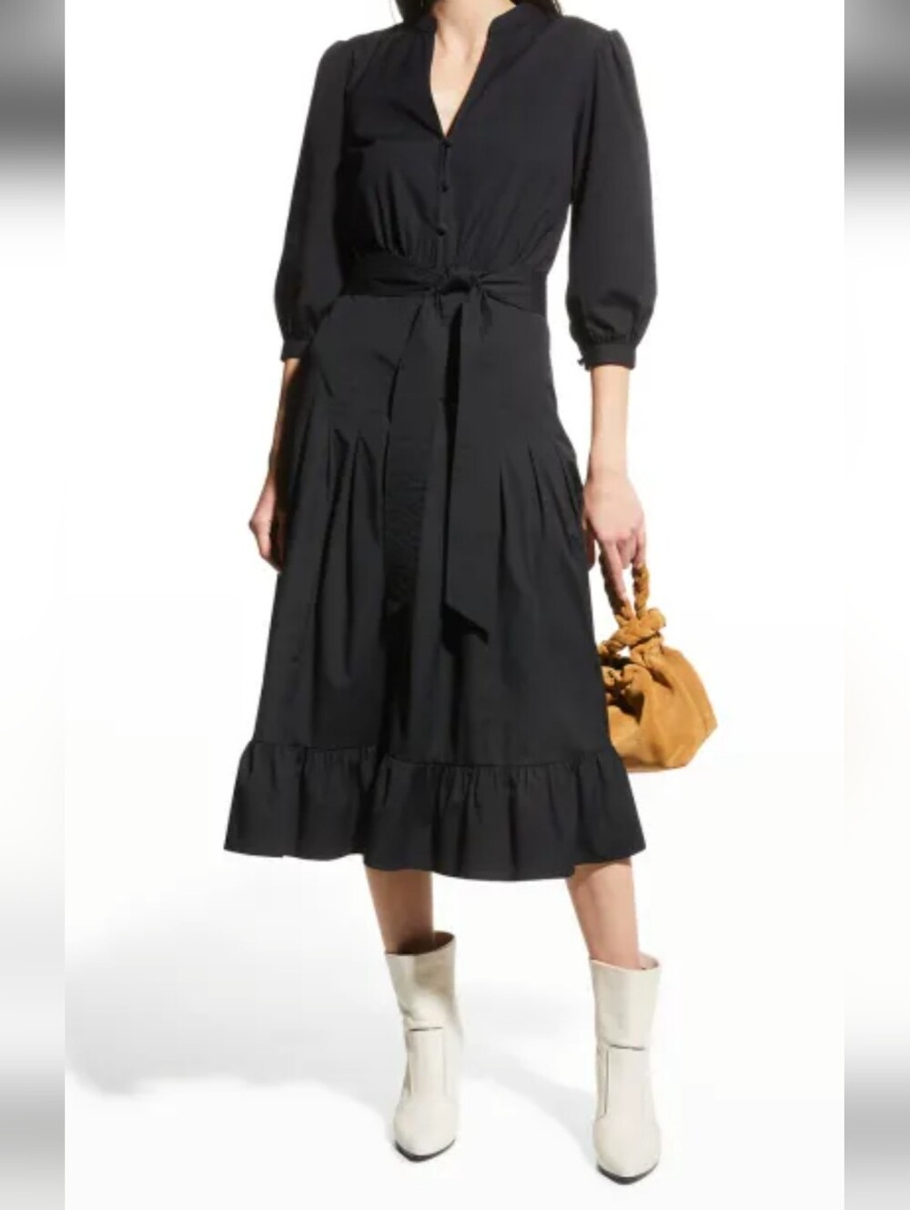 Veronica Beard Ezie Black Button-Down Midi Dress